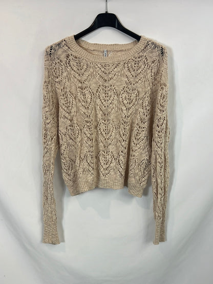 ONLY. Jersey beige troquelado T.s