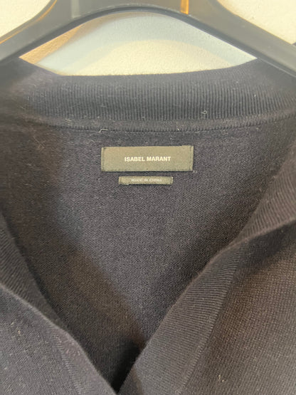 ISABEL MARANT. Jersey azul abertura con lana. T 34 (S/M)