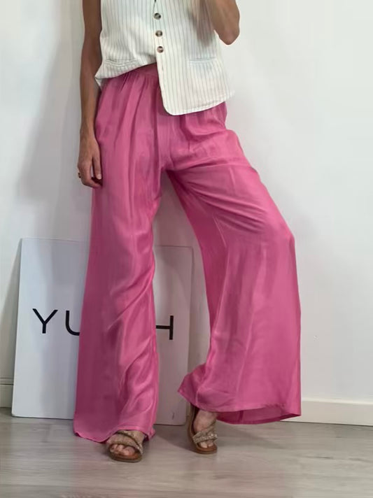 FORTE FORTE. Pantalón rosa seda