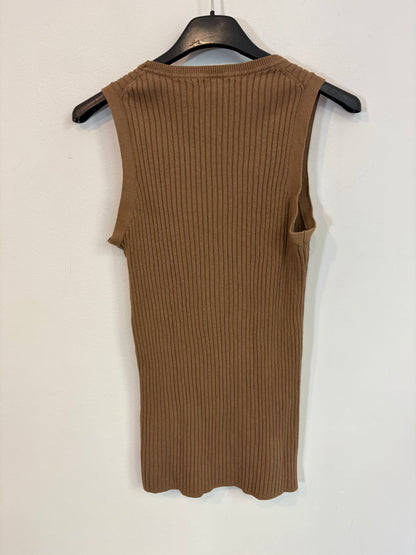 UTERQÜE. Top canalé marrón. T S