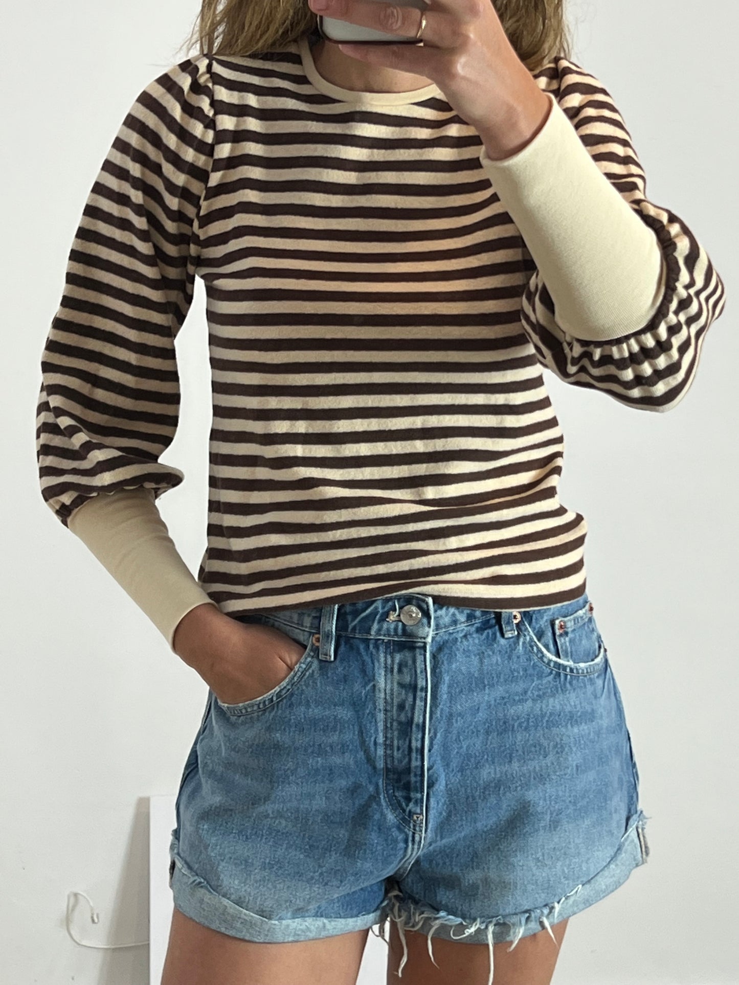 BELLEROSE. Striped sweater with sleeve detail. Size 0 (S)