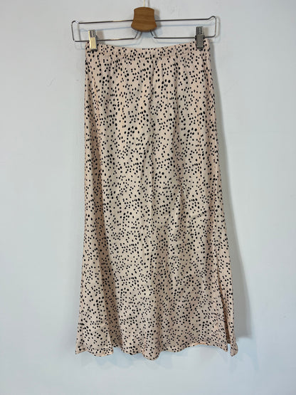 OTRAS. Falda midi satinada estampada. T XS/S