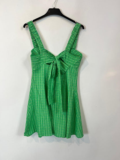 ZARA. Vestido corto cuadros verde