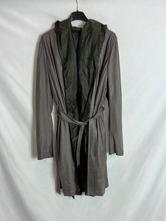 ADOLFO DOMÍNGUEZ. Chaqueta fluida reversible gris y verde. T 38