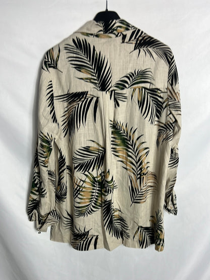 OBJECT. Blazer beige estampado hojas . T 38