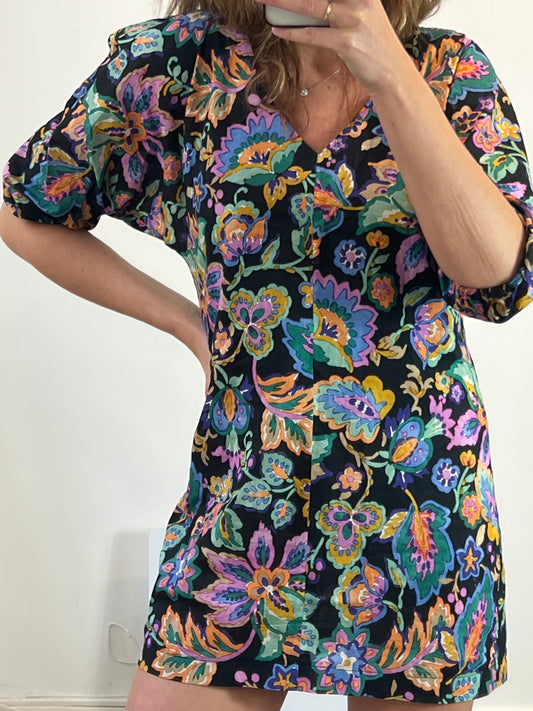 MAGNOLYA. Vestido corto estampado multicolor. T 0 (S/M)