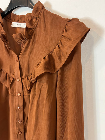 MANGO. Flowy brown blouse. TM