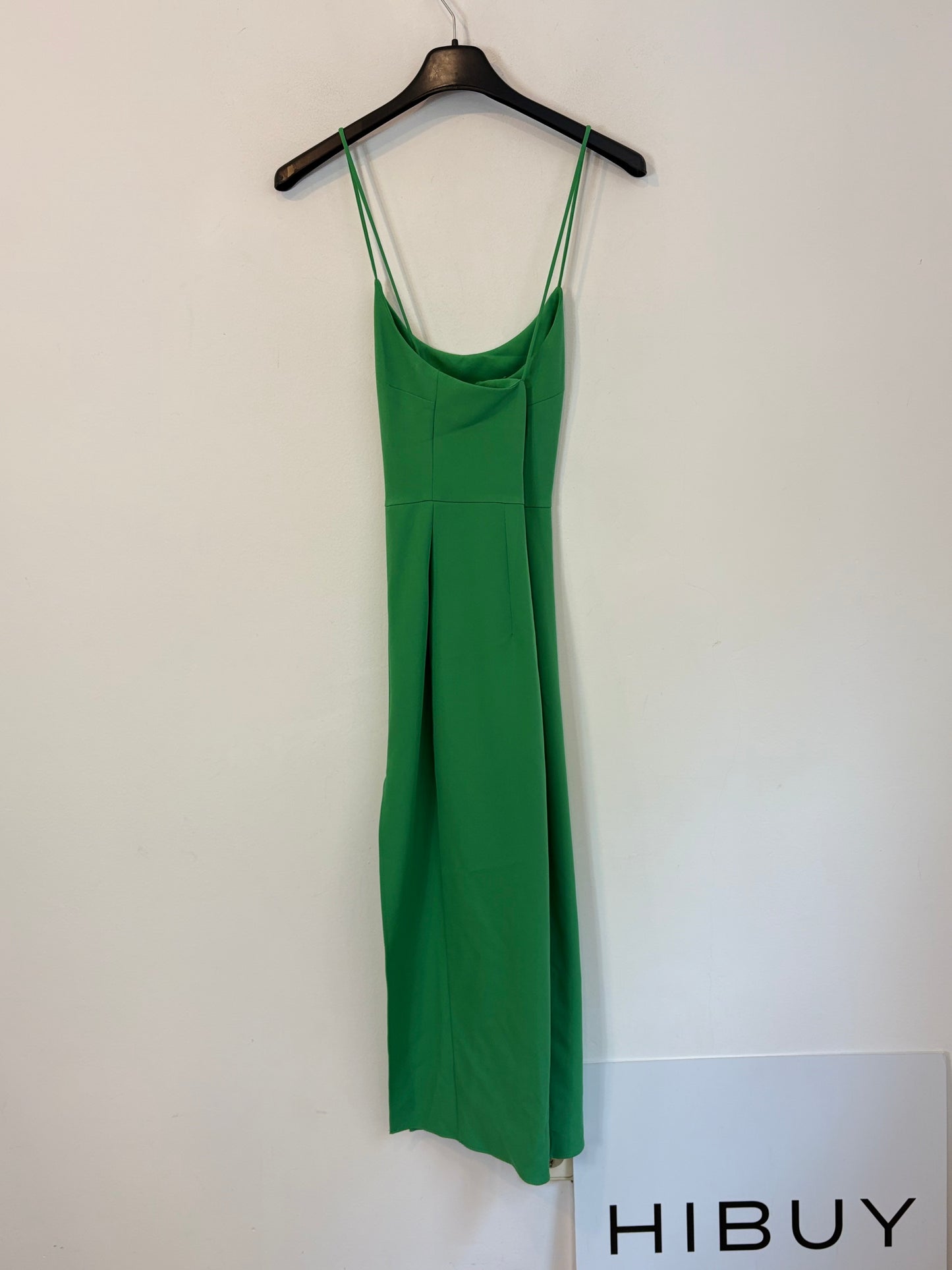 ZARA. Vestido midi verde abertura