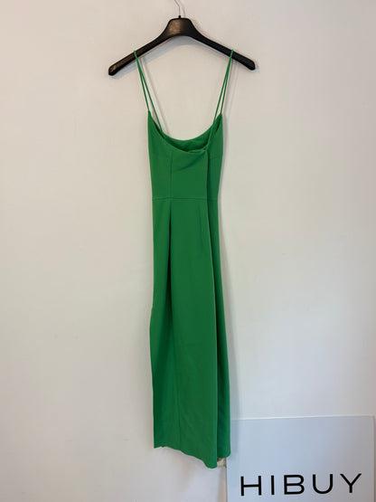 ZARA. Vestido midi verde abertura