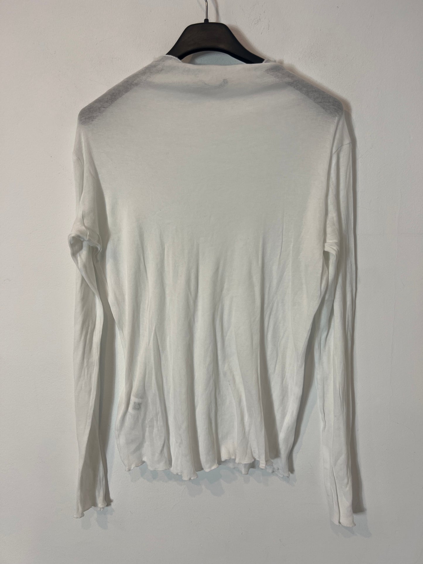 ZARA. Top blanco algodón. T L