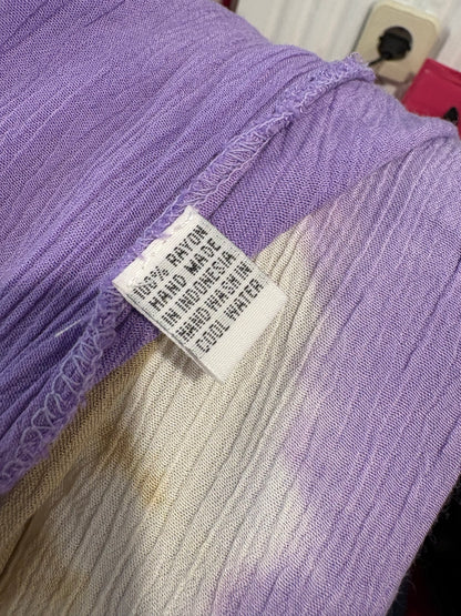 OTRAS. Vestido midi malva detalle abalorios