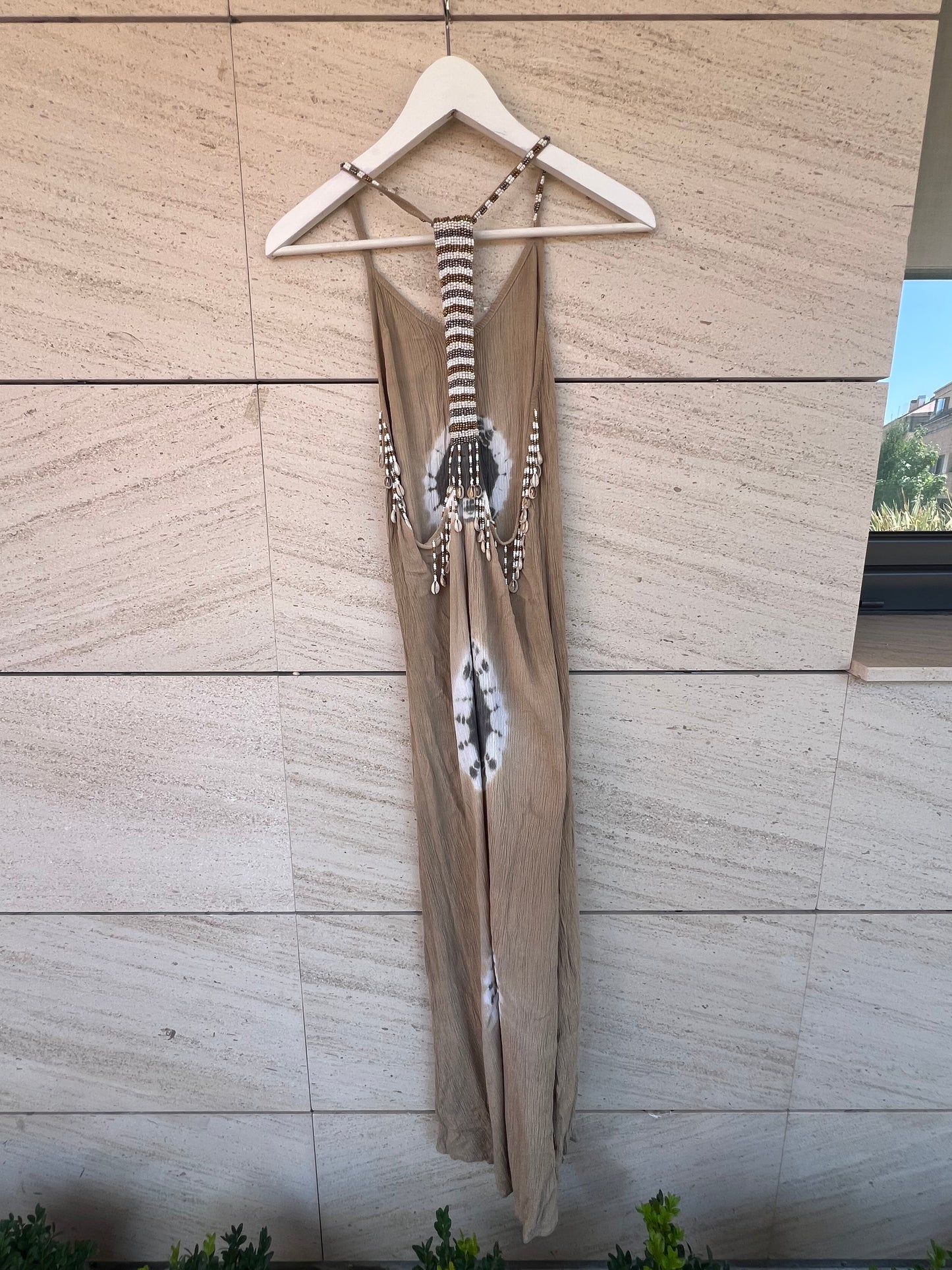 OTHERS. Long tan shell dress. TS/M