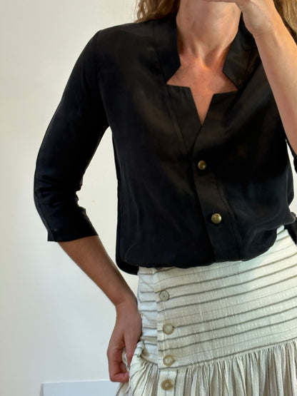 PALOMA LAYUD. Blusa negra cupró fluida