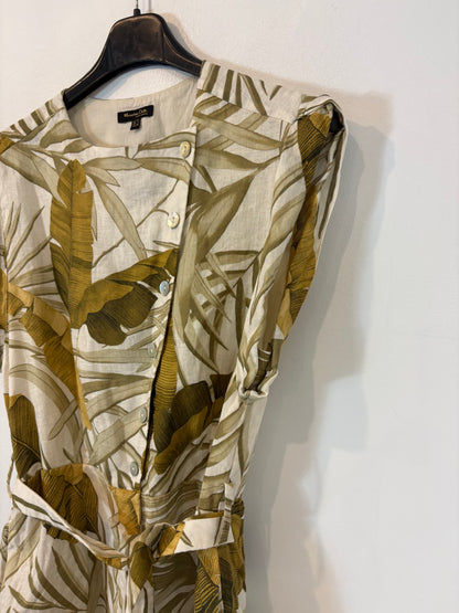 MASSIMO DUTTI. Leaf linen dress. Size 36