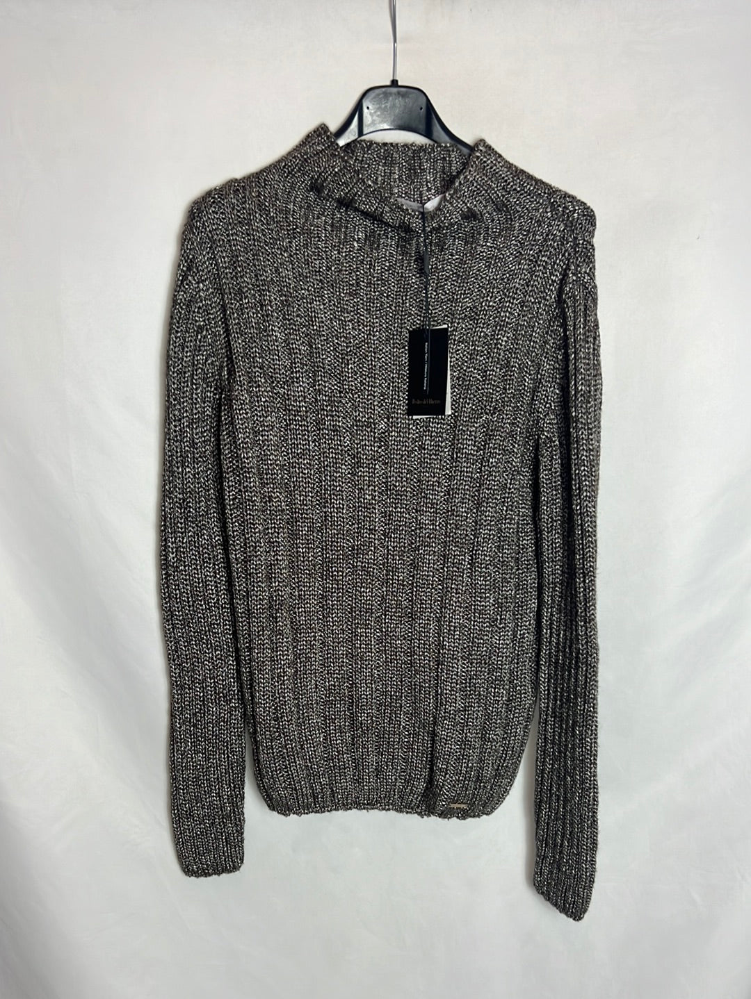 PEDRO DEL HIERRO. Jersey ocre jaspeado cuello alto. T M