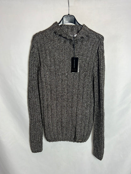 PEDRO DEL HIERRO. Jersey ocre jaspeado cuello alto. T M