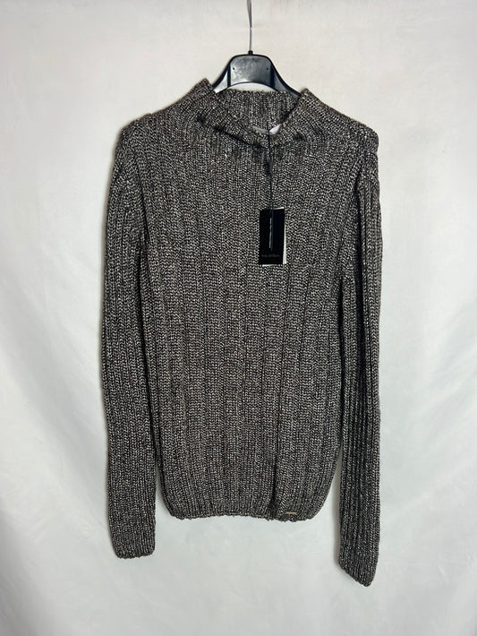 PEDRO DEL HIERRO. Jersey ocre jaspeado cuello alto. T M