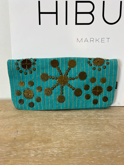 KBAS. Cartera de mano tela y abalorios