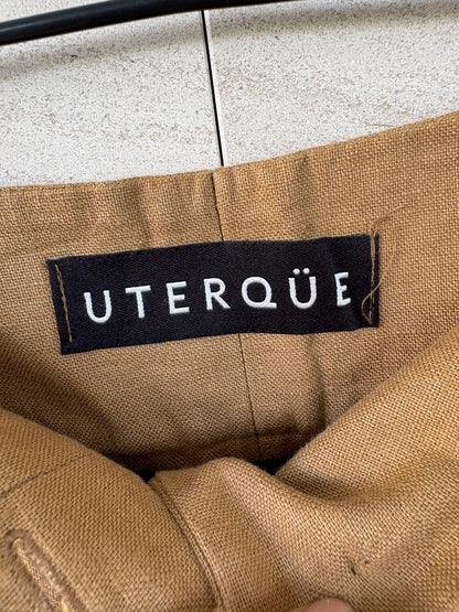 UTERQÜE. Pantalón camel lino. T M (tara)