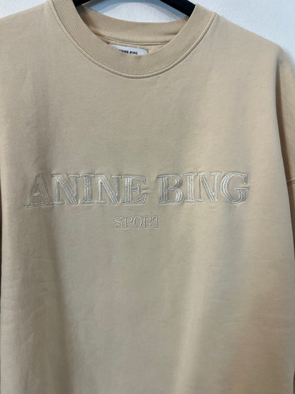 ANINE BING. Sudadera beige letras