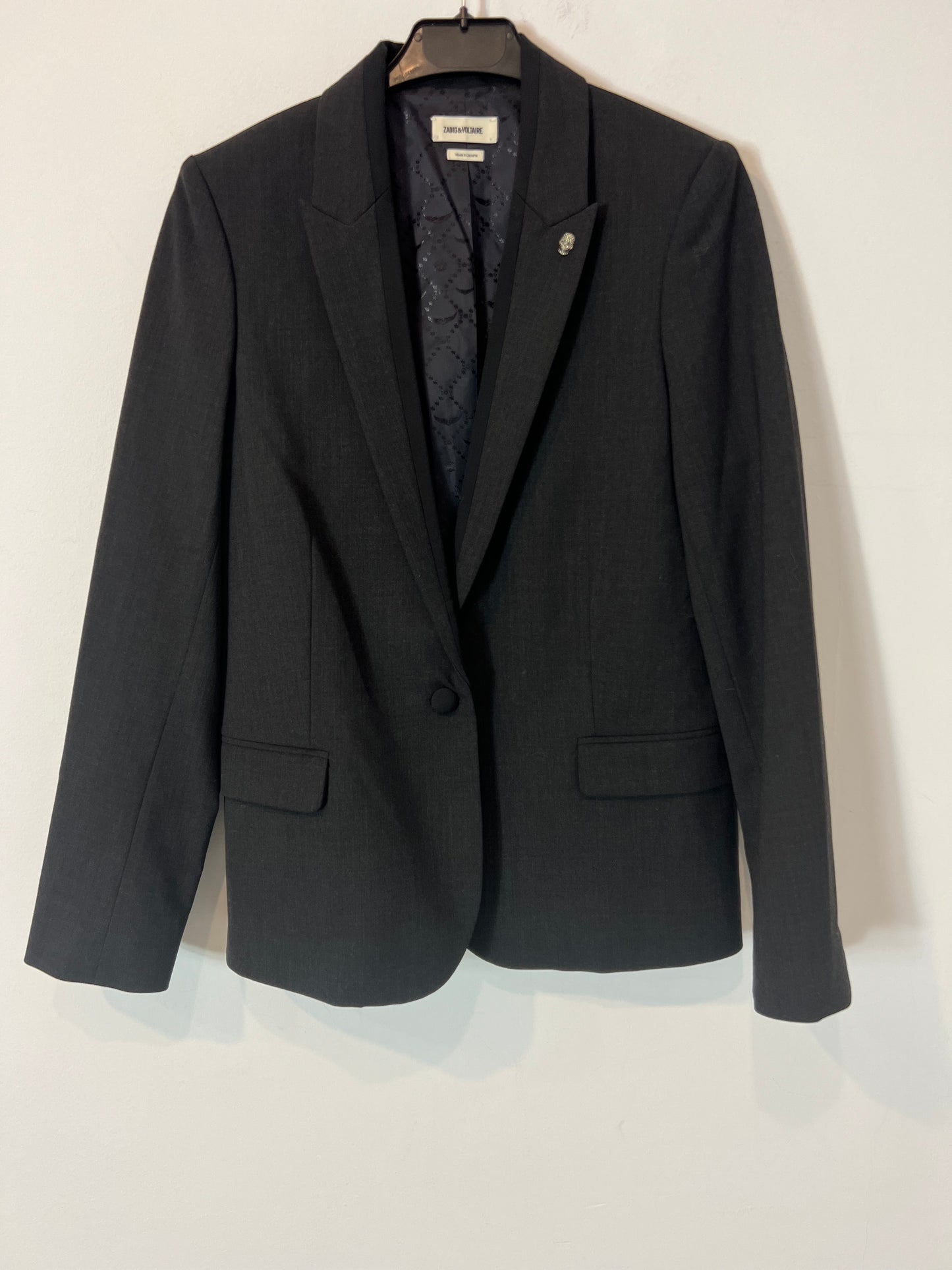 ZADIG&VOLTAIRE. Blazer gris marengo y negra detalle solapa. T 36