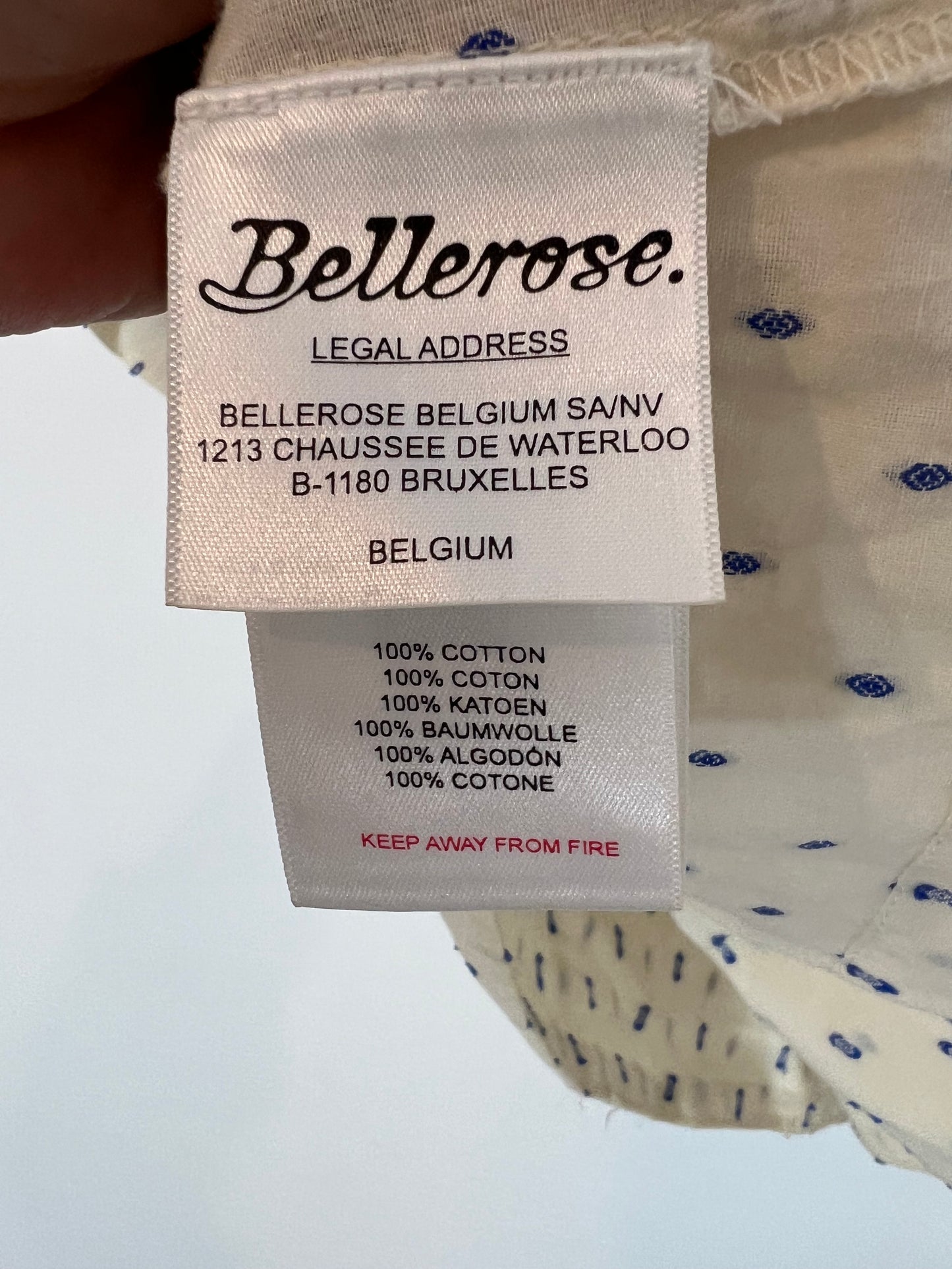 BELLEROSE. Beige blouse with blue embroidery S.1(s)