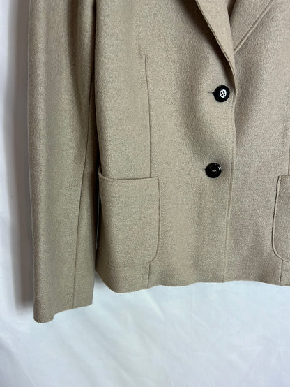 EWOOLUZIONE. Textured beige wool blazer. T 44 (L)