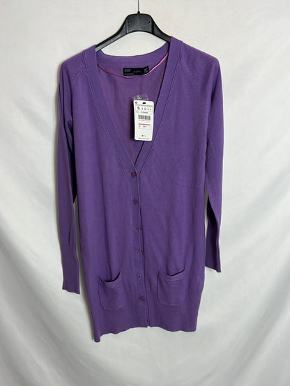 ZARA. Long purple Ts cardigan