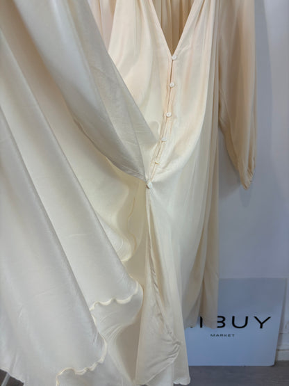 BRUNA. Vestido largo vaporoso beige. TU (S/M)