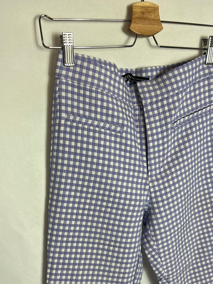 ZARA. Pantalón cropped vichy . T XS