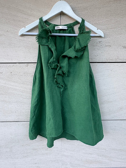 ZARA. Total look lino verde. T S