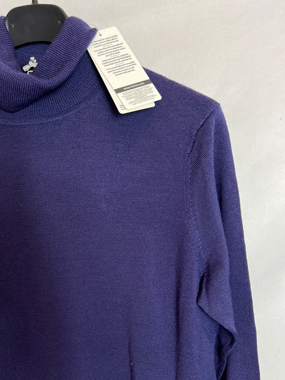 UNIQLO. Jersey morado/azul lana cuello alto. T M