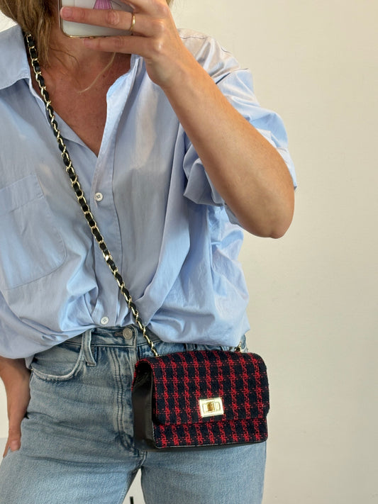 Bolso tweed y piel