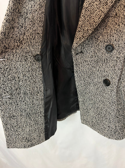 SFERA. Abrigo jaspeado negro y blanco T.s