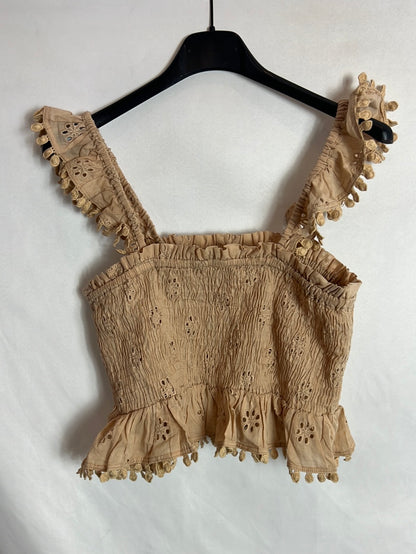 PITI CUITI. Total look rosa empolvado troquelado. T M/L