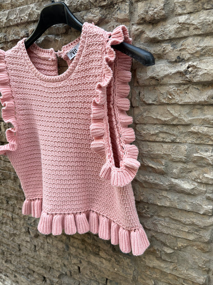 ZARA. Top punto rosa volante