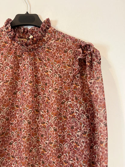 PEDRO DEL HIERRO. Blusa fluida flores burdeos T.s