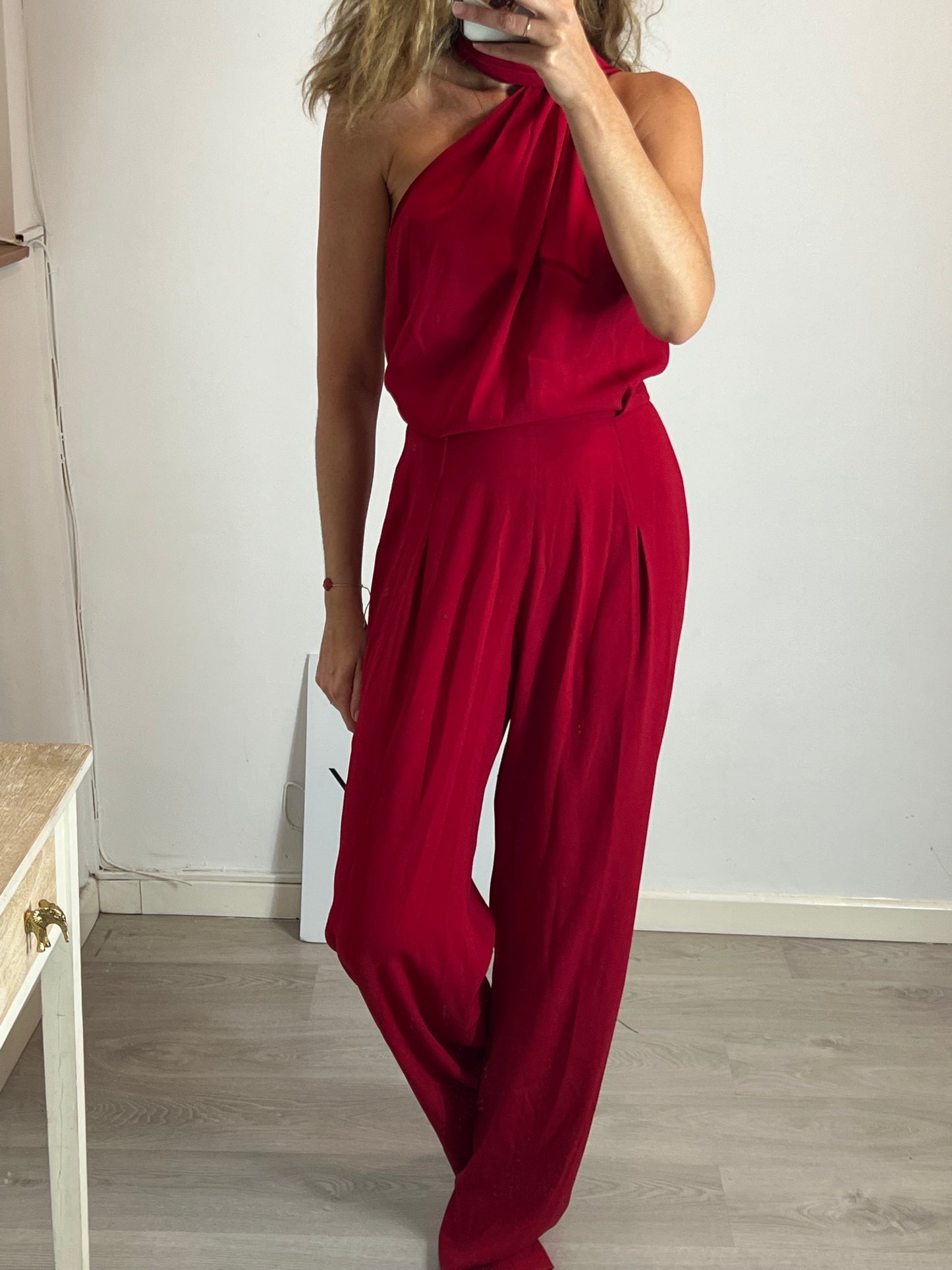 ROBERTO TORRETTA. Mono largo rojo detalle espalda. T M