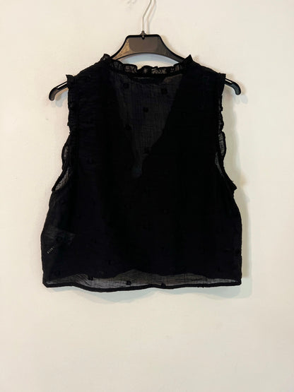ZARA. Black lace and polka dot Ts top