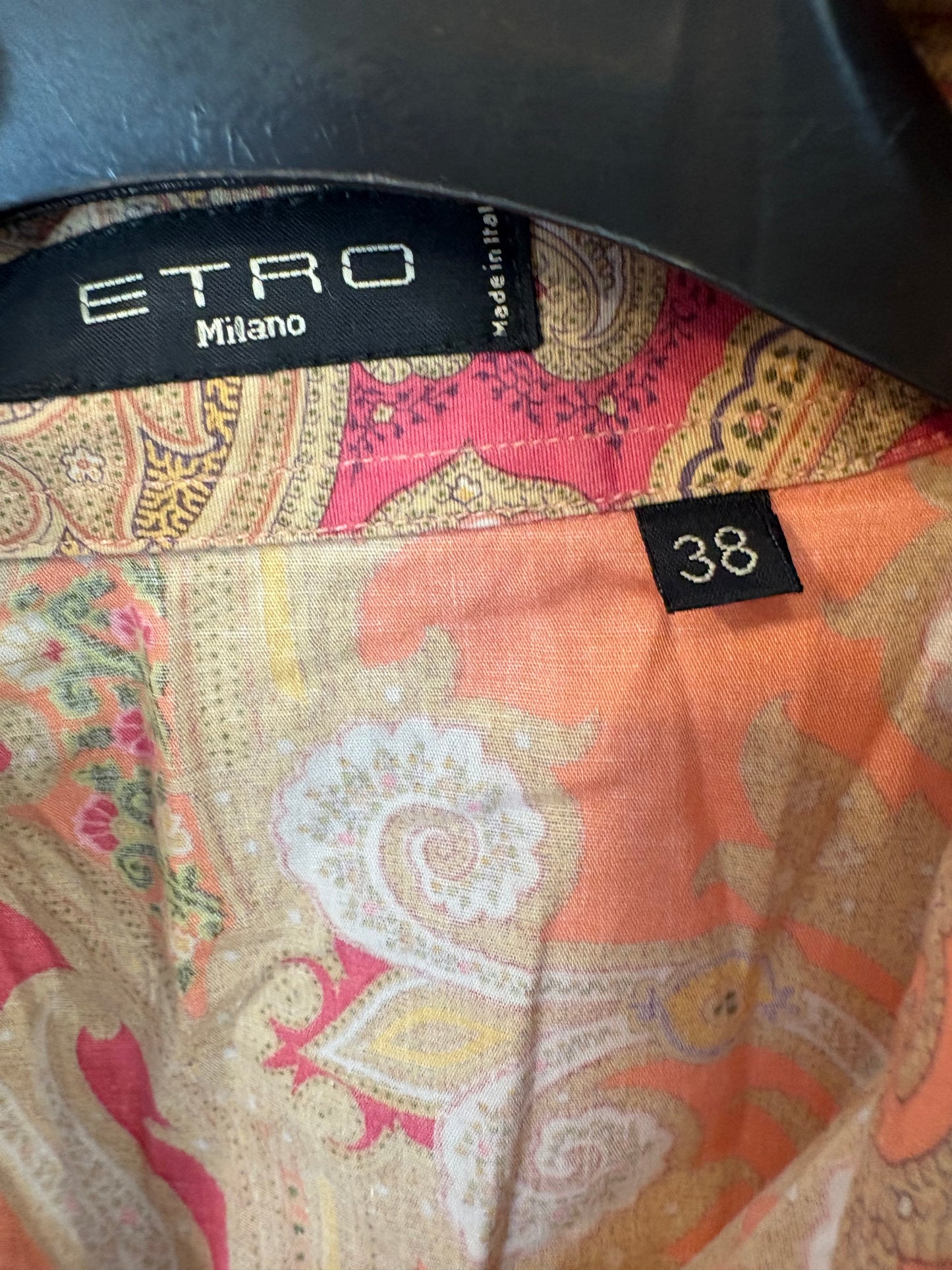 ETRO. Camisa salmón  estampada . T 34