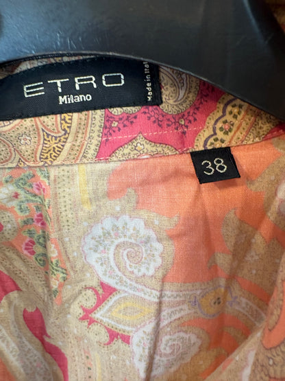ETRO. Camisa salmón  estampada . T 34