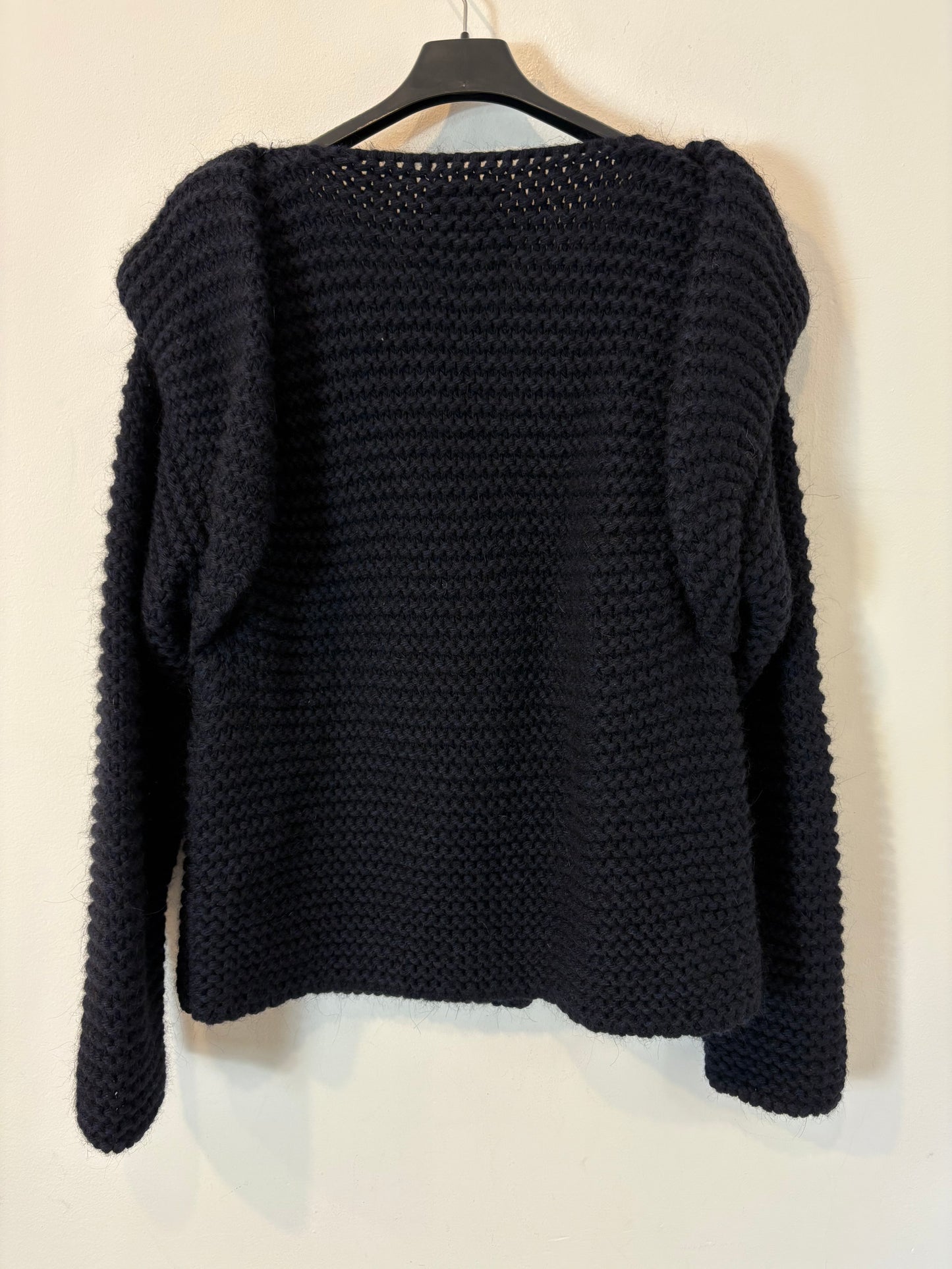 FRAMBUA. Blue chunky knit jacket. TS/M