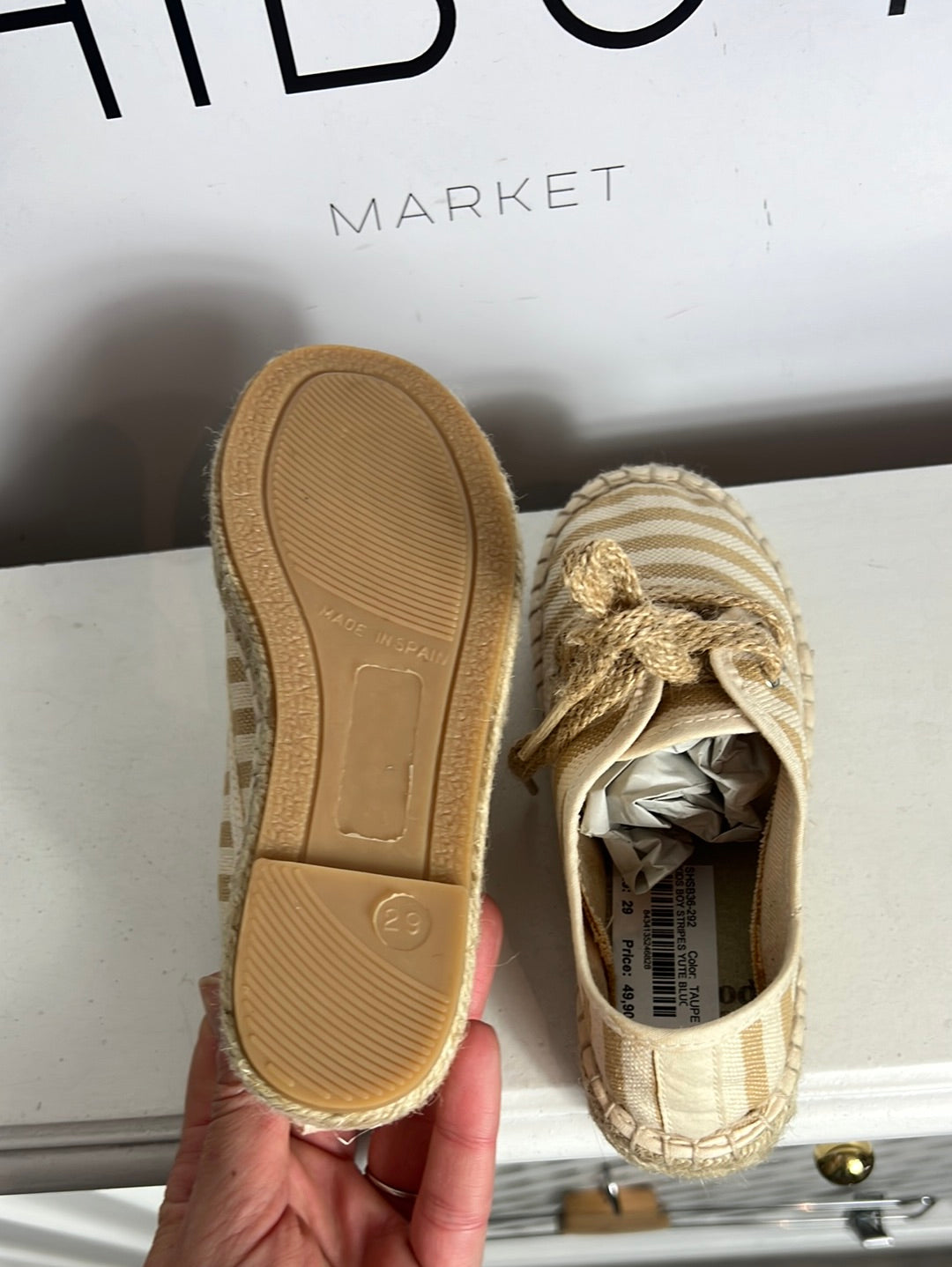 BONNET&amp;POMPON. Striped esparto slippers. Size 29