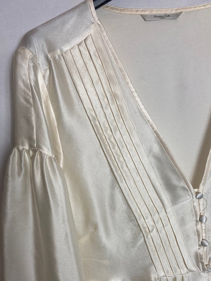MASSIMO DUTTI. Blusa beige satinada T.U (M)