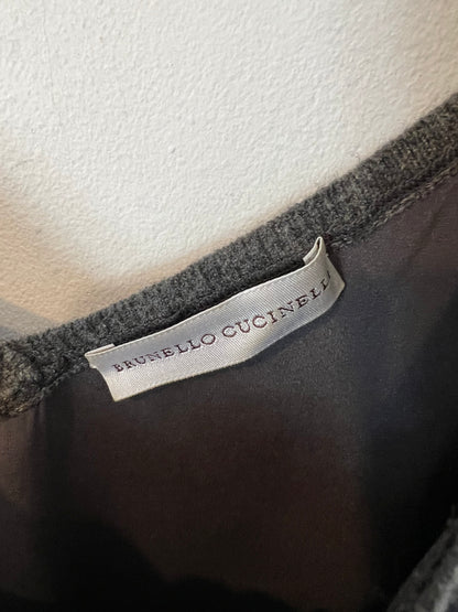 BRUNELLO CUCINELLI. Gray silk and cashmere top. TM