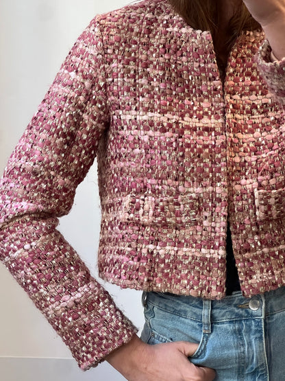 PALOMA LACACI. Chaqueta tweed tonos rosas. T M