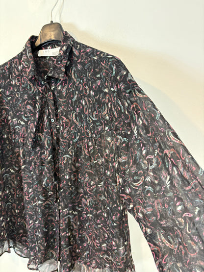 IRO. Blusa fluida negra estampada