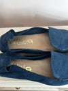 DIBIA. Zapatos piel azul tacón dorado. T 36