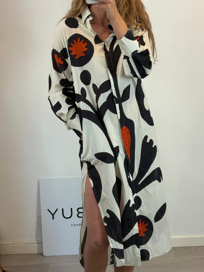 MARE DI LATTE. Vestido largo camisero estampado
