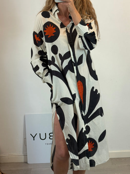 MARE DI LATTE. Vestido largo camisero estampado